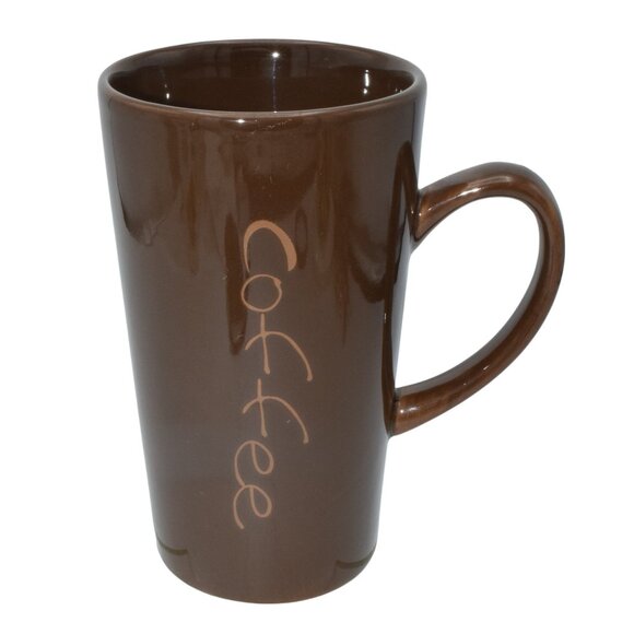 Shonfeld's USA "Coffee" Coffee Mug Tall Slim Tan on Mocha - Picture 1 of 5